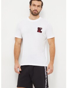 Памучна тениска Karl Lagerfeld в бяло с апликация