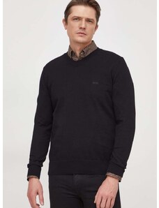 Памучен пуловер BOSS в черно от лека материя 50506042