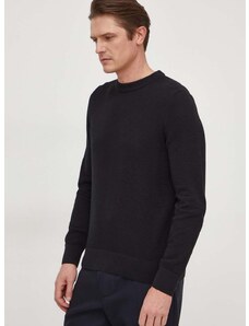Памучен пуловер BOSS в черно от лека материя 50506022