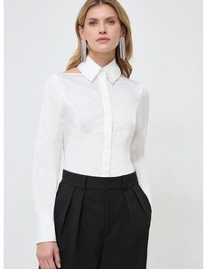 Риза Karl Lagerfeld дамска в бяло със стандартна кройка с класическа яка