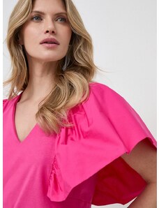 Памучна блуза Karl Lagerfeld в розово с изчистен дизайн