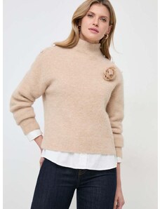 Вълнен пуловер Custommade Tone дамски в кафяво от топла материя с ниско поло 999289363