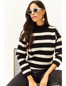 Olalook жените черно високо деколте мека текстурирани премия трикотаж пуловер