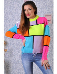 Addict Boutique Дамски пуловер в пъстри цветове