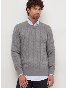 Памучен пуловер Tommy Hilfiger в сиво от лека материя