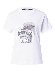 Karl Lagerfeld Тениска 'Ikonik 2.0' телесен цвят / сребърно сиво / черно / бяло