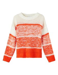 NAME IT Пуловер 'Talisa' оранжево / бяло
