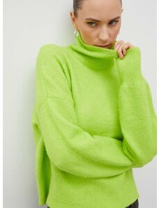 Samsoe Samsoe Вълнен пуловер Samsoe NOLA дамски в зелено от лека материя с ниско поло F18322002