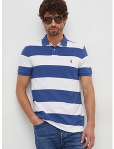 Памучна тениска с яка Polo Ralph Lauren в синьо с десен 710926400