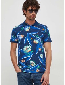Памучна тениска с яка Polo Ralph Lauren в синьо с десен 710926271