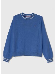 Детски вълнен пуловер Tommy Hilfiger в синьо от лека материя