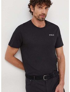 Памучна тениска Polo Ralph Lauren в черно с принт 714931650
