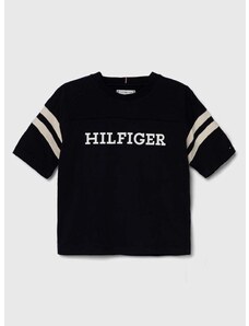 Детска памучна тениска Tommy Hilfiger в тъмносиньо