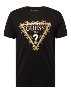 GUESS Тениска злато / черно