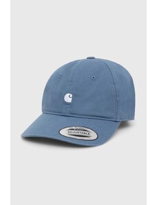 Памучна шапка с козирка Carhartt WIP Madison Logo Cap в синьо с изчистен дизайн I023750.20EXX