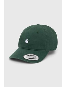Памучна шапка с козирка Carhartt WIP Madison Logo Cap в зелено с изчистен дизайн I023750.22VXX