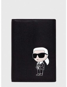 Кожен портфейл Karl Lagerfeld дамски в черно