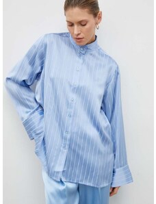 Риза Lovechild дамска в синьо със свободна кройка с права яка 6964166