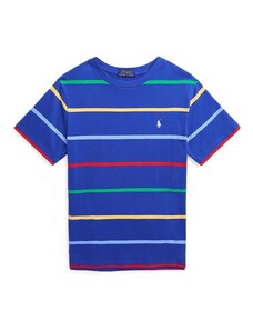 Детска памучна тениска Polo Ralph Lauren в синьо с десен
