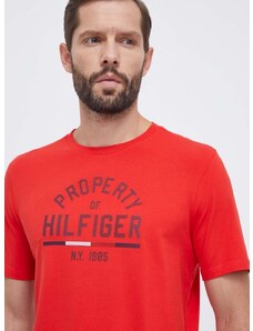Тениска Tommy Hilfiger в оранжево с принт