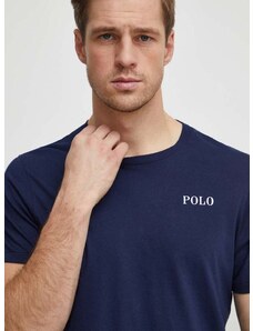 Памучна тениска Polo Ralph Lauren в тъмносиньо с принт 714931650
