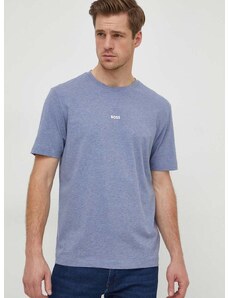 Тениска BOSS BOSS ORANGE в лилаво с изчистен дизайн 50473278