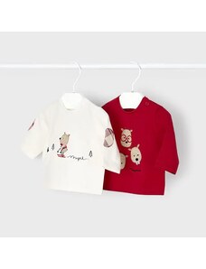 Mayoral Комплект от две тениски за новородено момче в бяло и червено Майорал