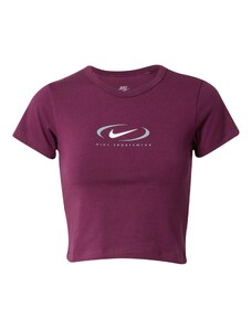 Nike Sportswear Тениска 'Swoosh' светлосиво / бордо / бяло