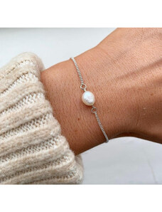 Bijuternica Сребърна гривна с естествена сладководна перла в цвят Cream - код 44012