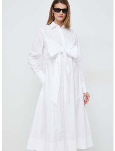 Памучна рокля Karl Lagerfeld в бяло среднодълга разкроена