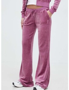 Кадифен спортен панталон Juicy Couture в розово с изчистен дизайн