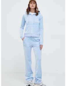 Кадифен спортен панталон Juicy Couture в синьо с изчистен дизайн