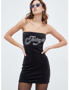 Кадифена рокля Juicy Couture в черно къса с кройка по тялото