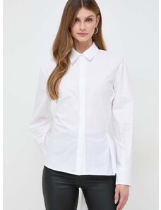 Памучна риза Karl Lagerfeld дамска в бяло със стандартна кройка с класическа яка