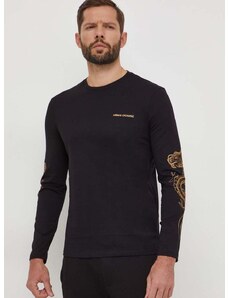 Памучна блуза с дълги ръкави Armani Exchange в черно с апликация 3DZTDE ZJ9JZ