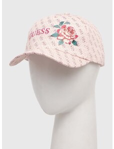 Памучна шапка с козирка Guess DENISE в розово с десен W4RZ05 WO080