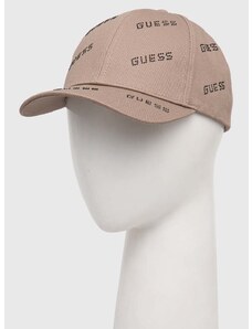 Памучна шапка с козирка Guess в кафяво с апликация V4RZ03 WFKN0