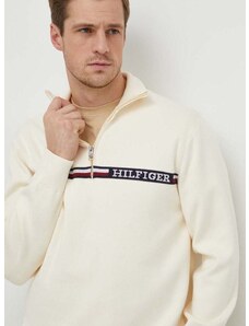 Пуловер Tommy Hilfiger мъжки в бежово с ниско поло MW0MW33508