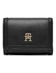 Малък дамски портфейл Tommy Hilfiger Th City Med Flap Wallet AW0AW15746 Black BDS