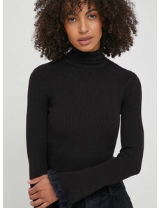Пуловер XT Studio дамски в черно от лека материя с поло