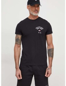Памучна тениска Tommy Hilfiger в черно с принт MW0MW33689