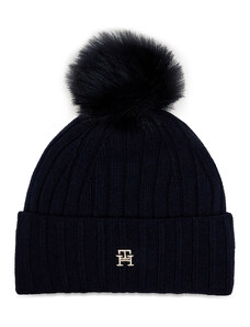 Шапка Tommy Hilfiger Essential Chic Pompom Beanie AW0AW16125 Space Blue DW6