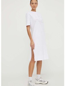 Памучна рокля Armani Exchange в бяло къса със стандартна кройка 3DYA70 YJ3RZ