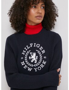 Памучен пуловер Tommy Hilfiger в тъмносиньо от топла материя WW0WW41146