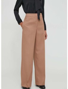 Панталон Calvin Klein в бежово със стандартна кройка, с висока талия K20K206333