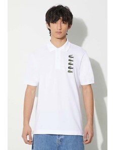 Памучна тениска с яка Lacoste в бяло с апликация PH3474 001