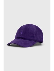 Джинсова шапка с козирка Carhartt WIP Harlem Cap в лилаво с изчистен дизайн I028955.1Y5XX