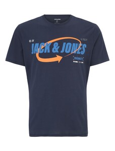 Jack & Jones Plus Тениска 'Black' синьо / нейви синьо / оранжево