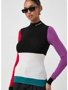 Пуловер Karl Lagerfeld дамски от лека материя с ниско поло