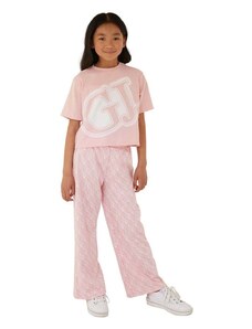 Детски спортен панталон Guess в розово с десен